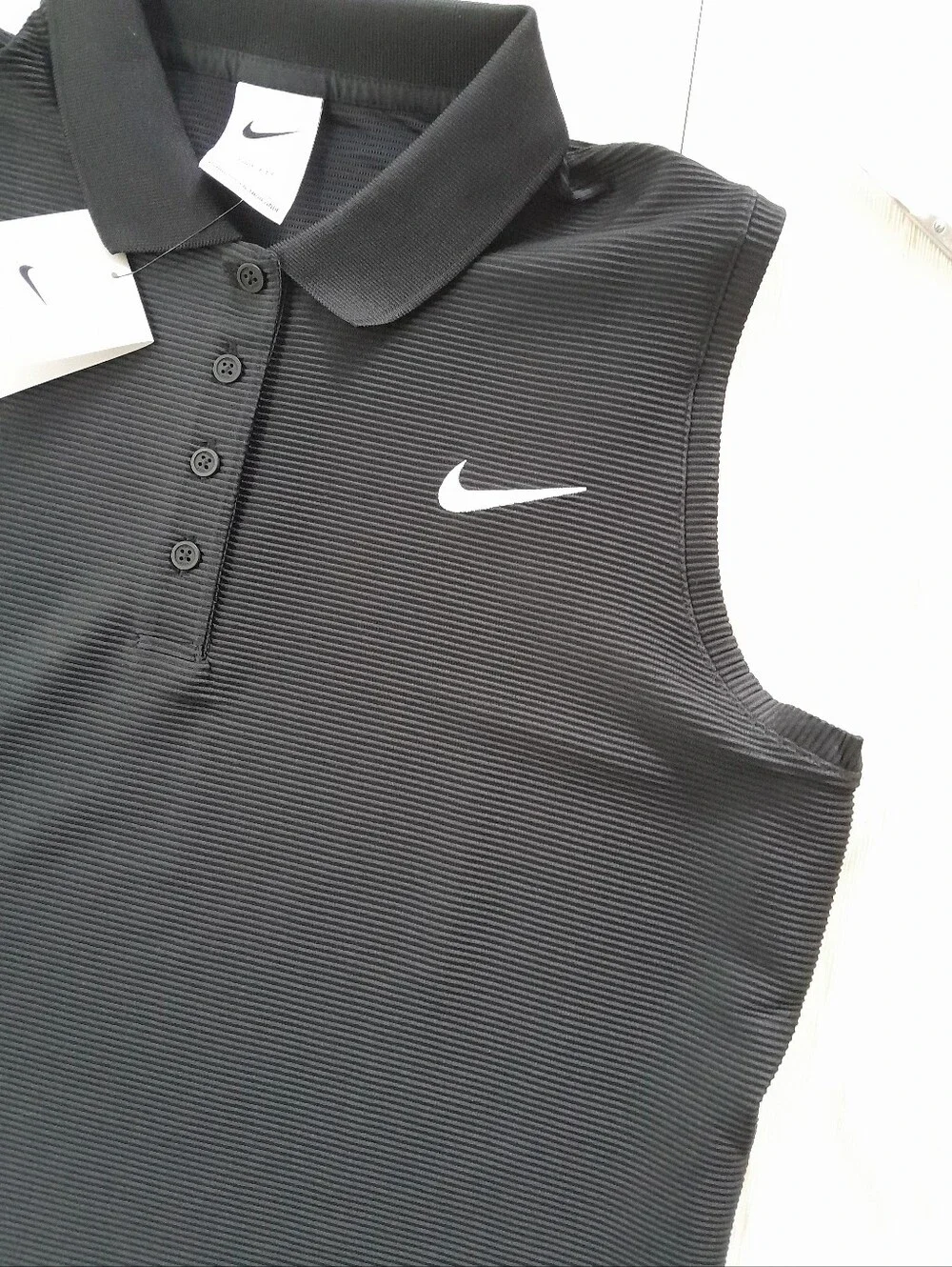 Nike Dri-Fit Sleeveless Golf Polo Ribbed Tank Black